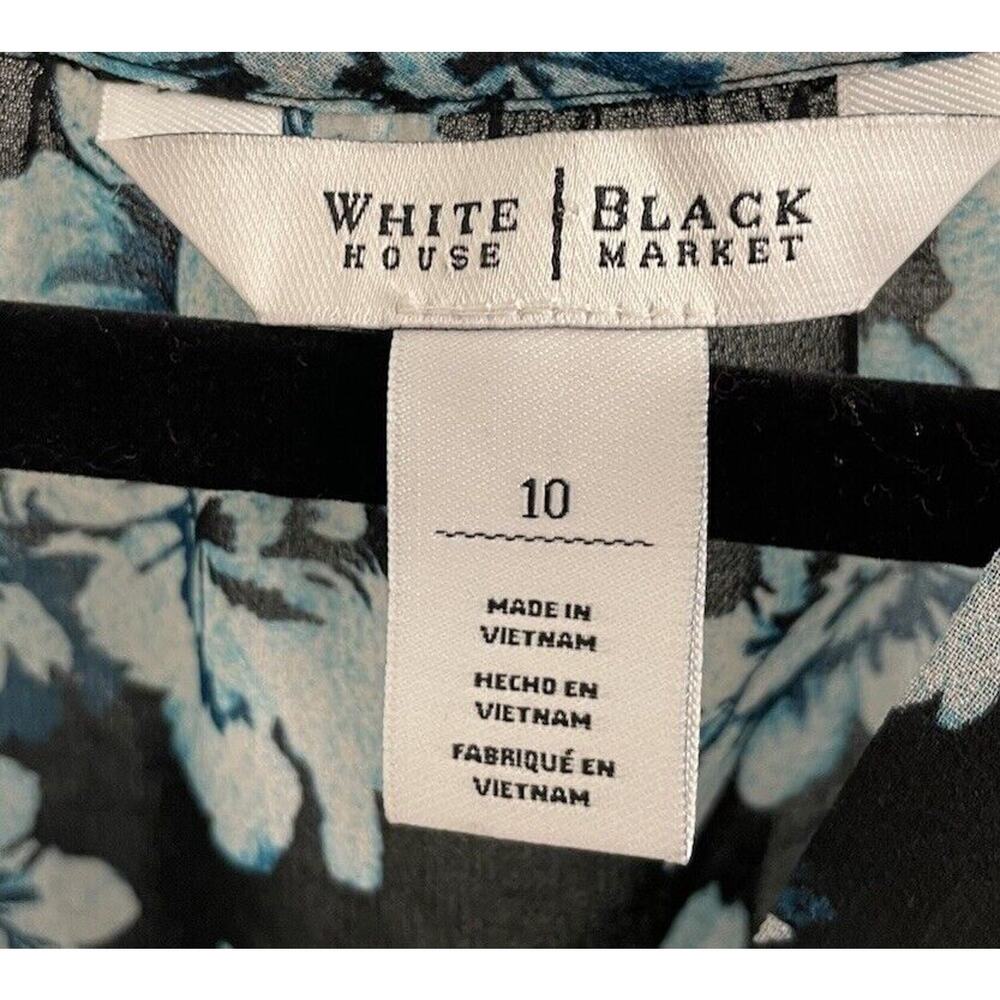 White House Back Market Blue Floral Sheer Overlay Dress Size 10 Lace Bottom - Picture 3 of 8